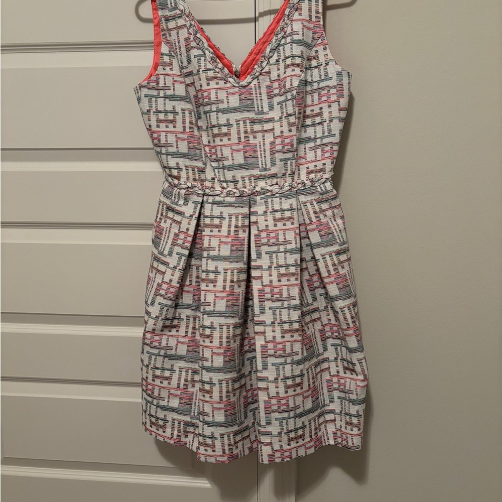 Trina Turk Linda Sleeveless basket weave Geometric Pattern Dress NWT